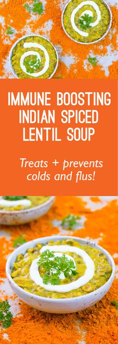 Immunity Boosting Indian-Spiced Lentil Soup (Gluten Free, Vegan