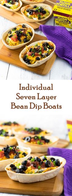 Individual Seven Layer Bean Dip Boats