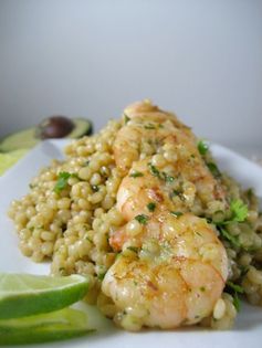 Israeli Couscous and Shrimp with Avocado Cilantro Lime Dressing