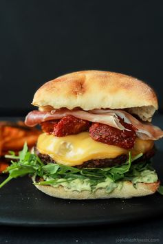 Italian CheeseBurger with Sun Dried Tomato, Arugula, and Basil Pesto Aioli