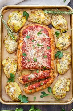 Italian Turkey Meatloaf with Parmesan Rosemary Smashed Potatoes