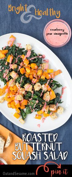 Kale & Roasted Butternut Squash Salad with Garlic Bread Bites