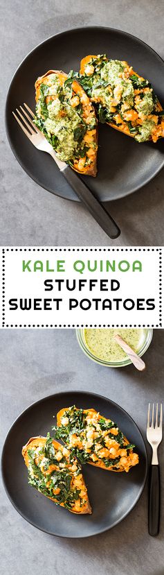 Kale Quinoa Stuffed Sweet Potatoes