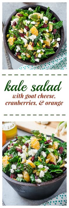 Kale Salad with Goat Cheese, Cranberries, and Orange