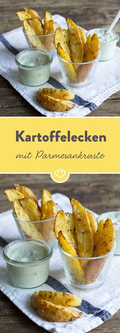 Kartoffelecken im Knoblauch-Parmesan-Mantel