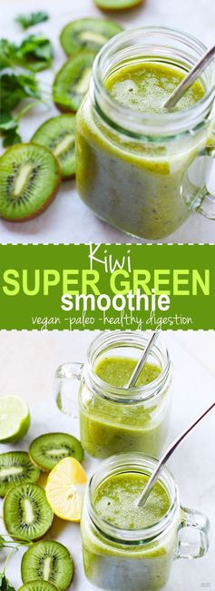 Kiwi Super Green Smoothie (Paleo, Vegan