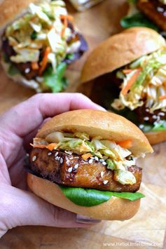 Korean BBQ Tofu Sliders with Kimchi Slaw