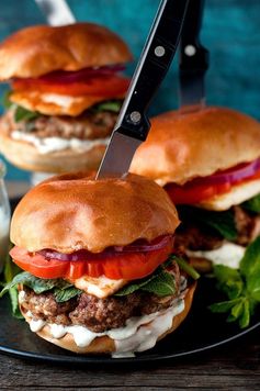 Lamb Burgers with Fried Halloumi Cheese