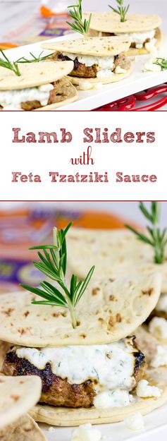 Lamb Sliders with Feta Tzatziki Sauce