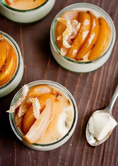 Lavender Panna Cotta with Honey Poached Pears