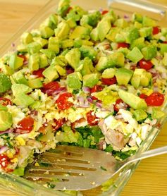 Layered cobb salad (in a cake pan