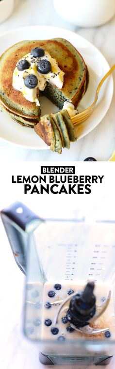 Lemon Blueberry Blender Pancakes