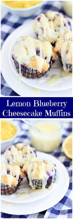 Lemon Blueberry Cheesecake Muffins with Lemon Glaze