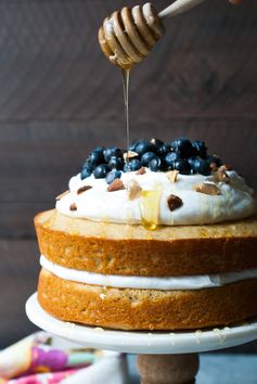 Lemon Blueberry Olive Oil Cake w/ Coconut Whipped Cream