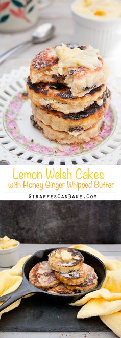 Lemon Welsh Cakes with Honey Ginger Whipped Butter