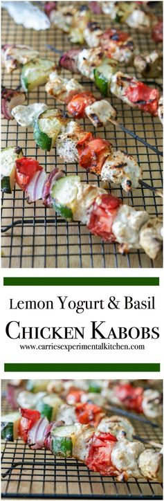 Lemon Yogurt & Basil Grilled Chicken Kebobs