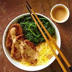 Lemongrass Pork & Spaghetti Squash Noodle Bowl with Peanut Sauce