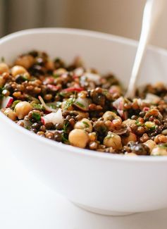 Lemony Lentil and Chickpea Salad with Radish and Herbs