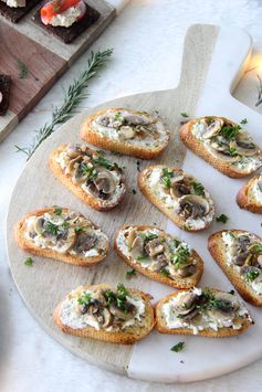 Lemony Mushroom Crostini with Shallot & Chive Boursin