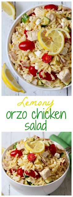 Lemony orzo chicken salad