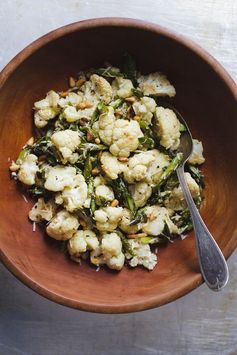 Lemony Roasted Asparagus and Cauliflower Salad