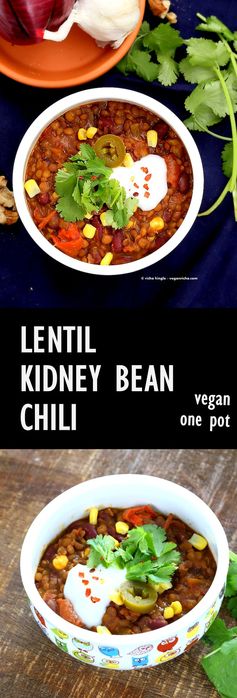 Lentil Kidney Bean Chili. Vegan Glutenfree