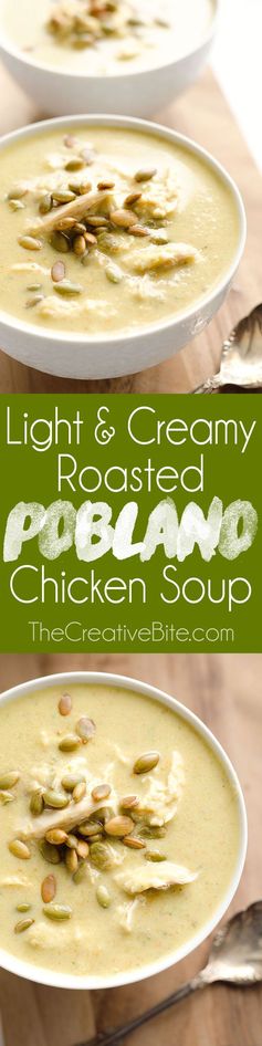 Light & Creamy Roasted Poblano Chicken Soup