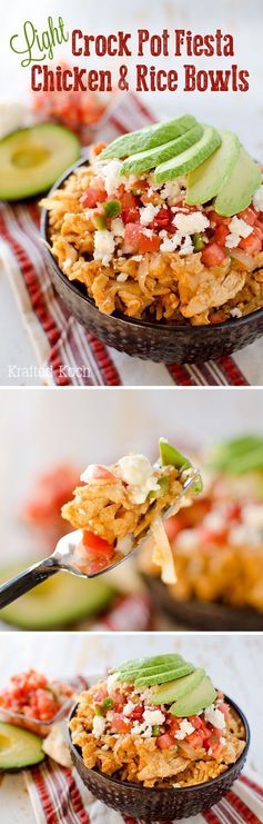 Light Crock Pot Fiesta Chicken & Rice Bowls