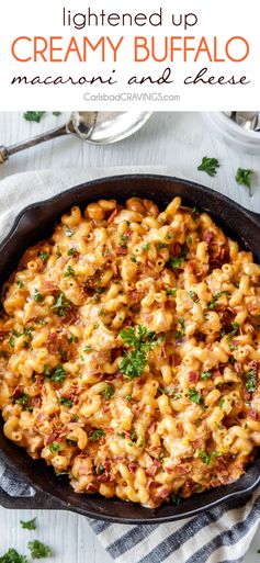 Lightened Up Buffalo Bacon Chicken Macaroni and Cheese