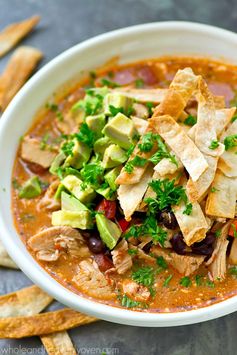 Lighter Crockpot Chicken Enchilada Soup