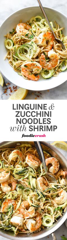 Linguine and Zucchini Noodles with Shrimp