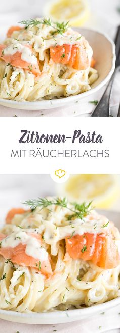 Linguine mit Räucherlachs und Zitrone