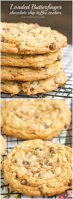 Loaded Butterfinger Chocolate Chip Toffee Cookies