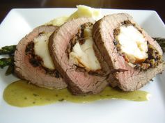 Lobster Stuffed Beef Tenderloin and Bearnaise Sauce