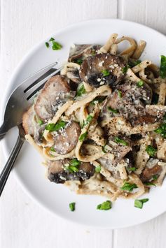 Low Calorie Spinach Mushroom Fettucine