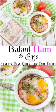 Low Carb Baked Ham & Eggs with Tomato