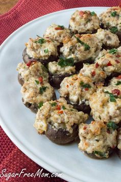 Low Carb Cheesy Spicy Sausage Stuffed Mushrooms