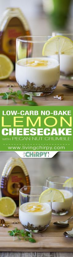 Low-Carb No-Bake Lemon Cheesecake with Pecan Nut Crumble