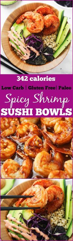 Low Carb Spicy Shrimp Sushi Bowls