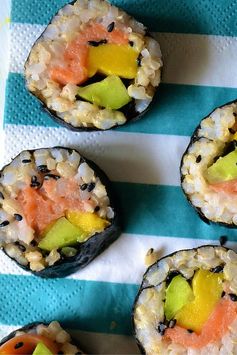 Mango, Cucumber and Smoked Salmon Sushi