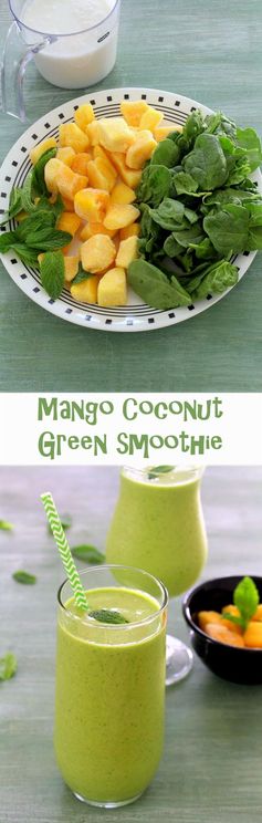 Mango green smoothie recipe | Mango coconut smoothie with spinach