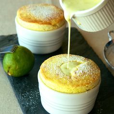 Mango Soufflés with Coconut-Lime Crème Anglaise