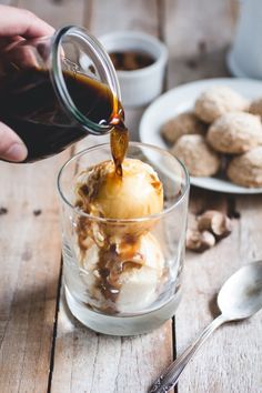 Maple Nutmeg Cold Brew Affogatos + Amaretti Cookies