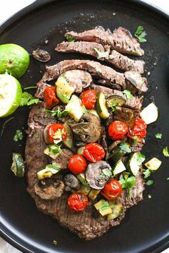 Marinated Flank Steak with Roasted Veggies