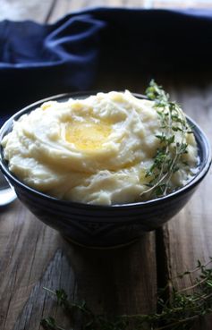 Mashed Parsnip and Potatoes with Thyme Infused Butter