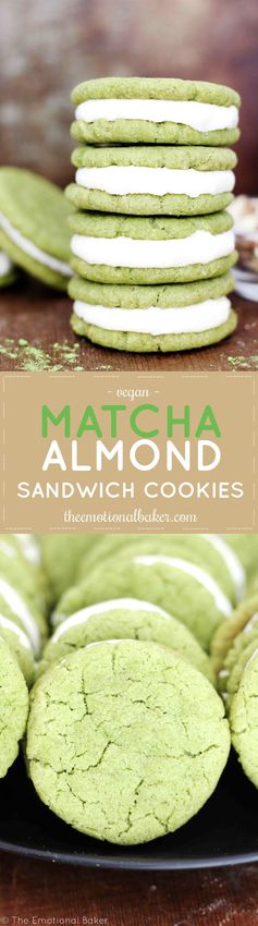 Matcha Almond Sandwich Cookies