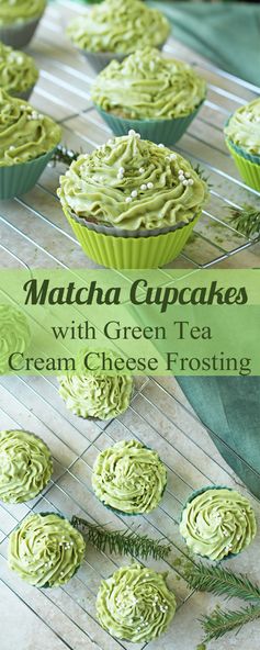 Matcha Cupcakes with Green Tea Cream Cheese Frosting