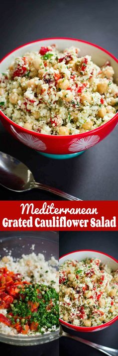 Mediterranean Grated Cauliflower Salad Recipe with Chickpeas