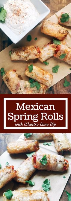 Mexican Spring Rolls with Cilantro Lime Dip