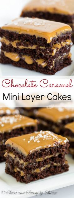 Mini Chocolate Caramel Layer Cakes